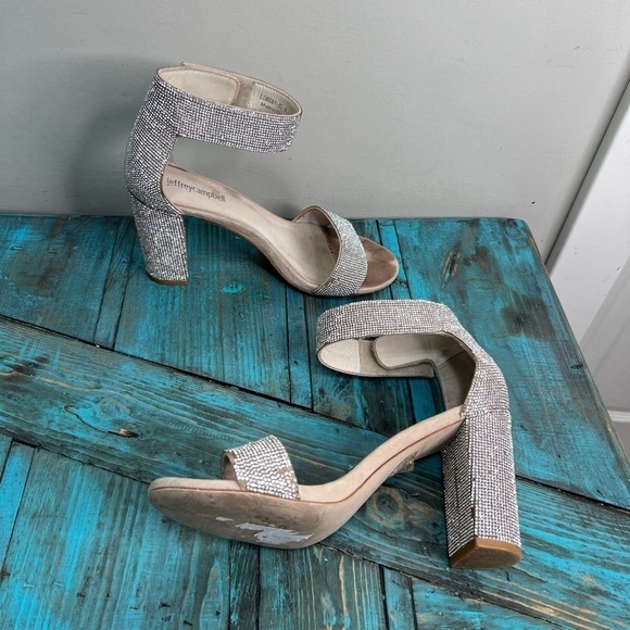 Jeffrey Campbell Lindsay Rhinestone Ankle Strap Sandals Size 8.5 Glam Feminine - Picture 2 of 16